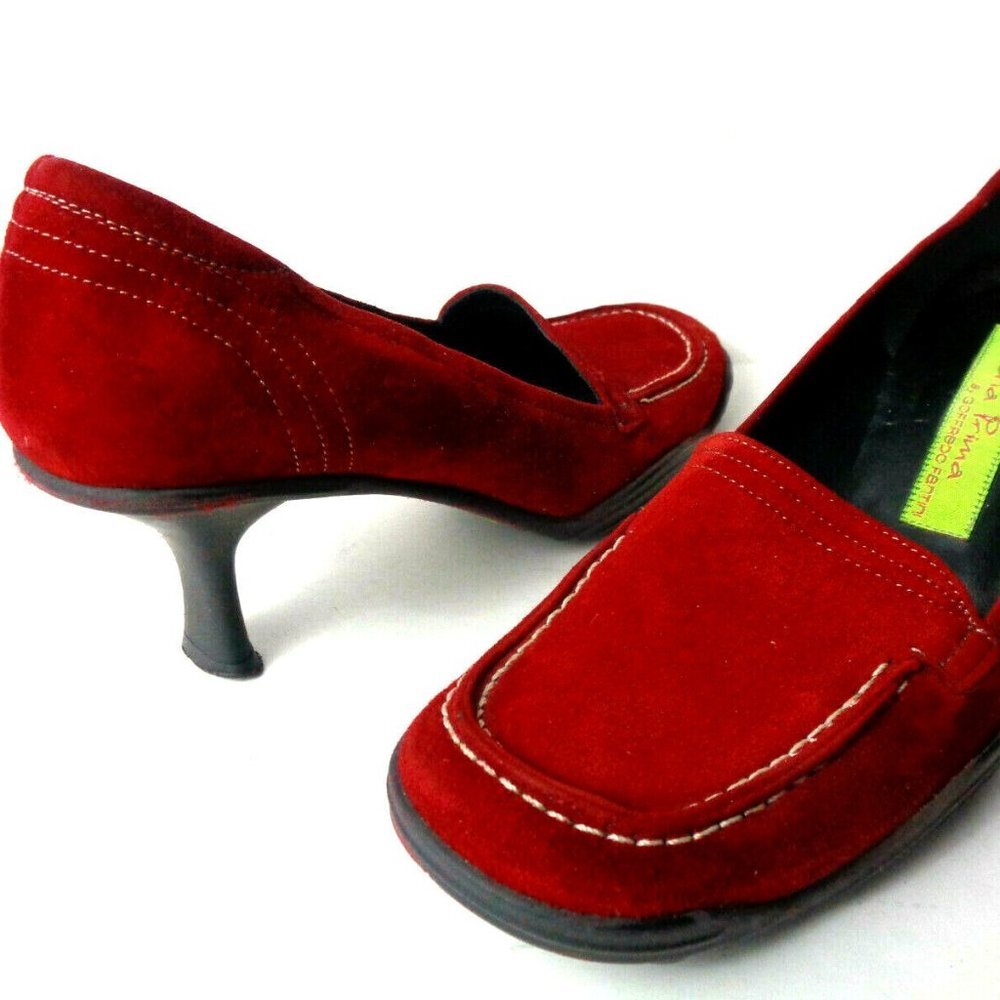 MATERIA PRIMA GOFFREDO FANINI BURGUNDY SUEDE SHOES WITH KITTEN HEEL SIZE 38.5